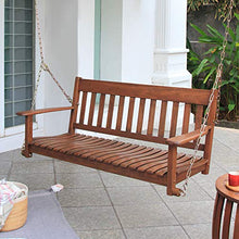 Cambridge Casual Bentley Solid Wood Mahogany Porch Swing, Natural Brown, Durable Weather-Resistant Outdoor Hanging Bench for Porch, Patio, Deck & Garden