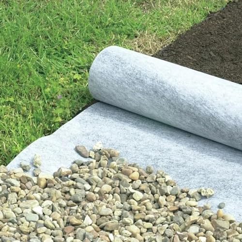 Kunovo Landscape Fabric 5oz Driveway Fabric, 16.4ft-328ft Long Non-Woven Filter Fabric, Ground Cover Drainage Fabric for Landscaping/French Drains(2m(6.5ft) x100m(328ft))