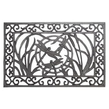 GTPBAO Heavy Duty Cast Iron Doormat, 23.2×14.6 in, Rectangle Non-Slip Entrance Shoe Scraper Mat for Garden Patio, Vintage Dragonfly Design