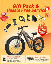 PUCKIPUPPY Electric Bike 960W 48V 20AH Fat Tire Full Suspension 28MPH Camouflage