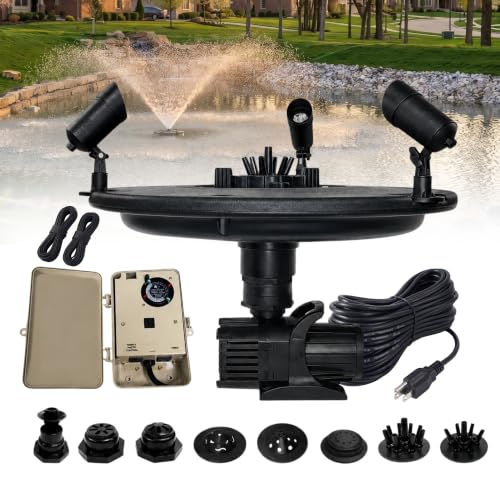 3/4 HP Floating Fountain & Aerator for Ponds and Lakes with 200 ft Cord