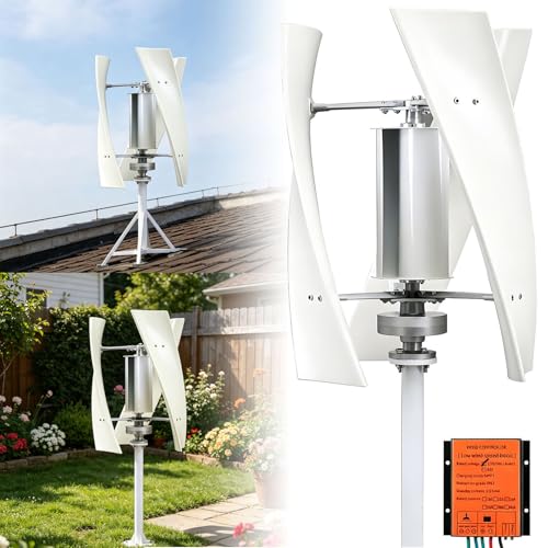Wind Turbines for the Home,Solar Wind Power Kit with Controller,3-Blade Spiral Vertical Axis,Light Wind Start,Low Noise & Low Vibration,Sturdy and Durable,Easy Installation 48V-3000W