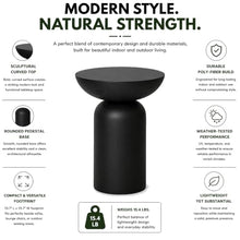 Modern Indoor/Outdoor Matte Black Round Poly-Fiber Coffee & End Table Set