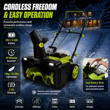 Cordless Snow Shovel, 40V 4.0Ah Battery Powered Snow Thrower 2Batteries