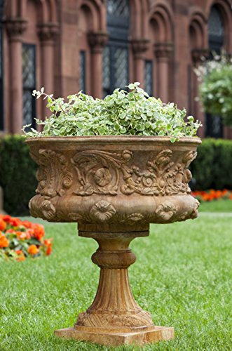 Campania International Smithsonian Morning Glory Urn 2-Piece Aged Limestone Finish
