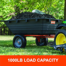 Agri-Fab 45-0553, 1,000-Pound Capacity Poly Swiveling Tow Behind Dump Cart, 18 Cubic Feet Capacity, 80 Degree swiveling, 52 Degree Dumping, 16-Inch x 6.5-Inch Pneumatic Turf Tread Tires
