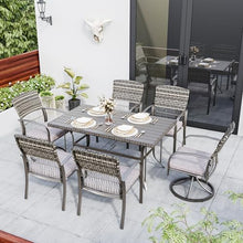 Pamapic 7 Piece Wicker Patio Dining Set for 6 with Removable Cushions Grey