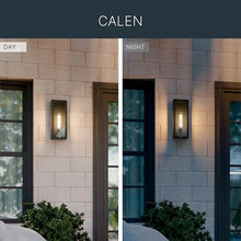 Kichler 18.25 Inch Calen 1 Light Outdoor Clean Geometric Wall Light, with Clear Glass in Textured Black, Waterproof Aluminum, (18.25" H x 7" W), 59209BKT