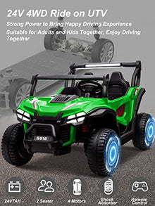OTTARO 24V XXXL 2-Seater Ride-On Car 4WD UTV Truck with Remote Control Green