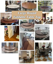 LZMZMQ Circle Foldable Dining Table Top for Apartment, Home Banquet Barbecue Table Toppers Extension Board with Connector & Hinges, Temporary Outdoor Patio Tables, Custom Size(White,Dia 180 cm/71 in)