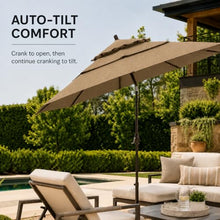 Treasure Garden 11ft Double Wind Vent Patio Umbrella – Outdoor Market Umbrella – Deluxe Auto-Tilt – Bronze Aluminum Frame (Sunbrella, Heather Beige)