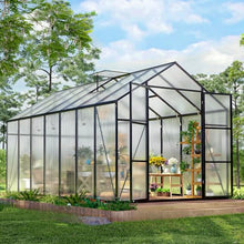 Vigo Huseeo 7.8FT High Polycarbonate Greenhouse with Roof Vent and Wind Protection Black