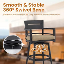 Elegant Outdoor Bar Set with Sintered Stone Table and Swivel Bar Chairs Featuring Aluminum Frame and Weather-Resistant Cushions (Ember Black + Linen Sesame + Aluminium + Sintered Stone + Foam)