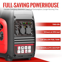 3600W Portable Generator Super Quiet Inverter Generator Ultra Lightweight for Home Backup Outdoor Camping, CO Sensor Protect, EPA, ECO Mode