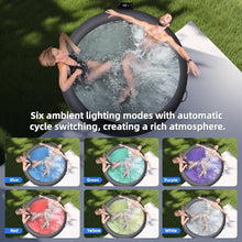 POOLTOHOT Inflatable Hot Tub 71" x 28", Portable Hot Tubs Built-in Heat Pump and 6-Color Lights for 2-4 Person, Blow Up Outdoor Hot Tubs with 143 Soothing Air Jets and Filter System for SPA