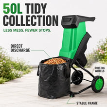 Beachtiful Electric Wood Chipper, 50L Collection Bin Electric Mulcher Chipper Shredder, Wood Chipper with Max 4500 RPM Motor Speed, Easy-Cleanup Dual Steel Blades for Twigs and Branches