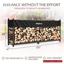 Woodhaven 10-ft Raised Firewood Rack Black w/Cover, 1/2 Cord|Made in USA
