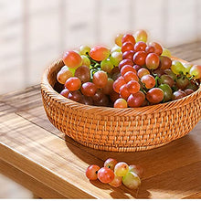 Handmade Living Room Snack Fruit Bowl Vegetable Basket Wicker Picnic Plate Food Bread Basket (Size : 26cm) (23cm)