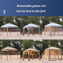 Dexinhdh Outdoor Double Roof Gazebo, Pop Up Folding Canopy Tent with Removable Sheer Curtain, Easy Up Metal Outdoor Shelter, 3 Height Adjustment, for Lawn, Garden(Gray)