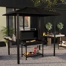 Outsunny 6' x 8' Hardtop Grill Gazebo with Aluminum Frame and Metal Roof Black