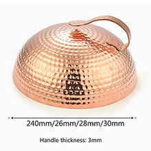 FMOPQ Cheese Melting Dome Heavy-duty Red Copper Round Basting with Handle for Indoor/Outdoor Grilling Flat Top Cast Iron Steam Cove (Size : 260mm) (300mm)