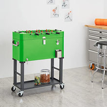 Trinity 80 Quart Beverage Cooler with Foosball Table Top, Rolling Cart, Storage Shelf, Detachable Tub, 96 Can Capacity, Electric Green
