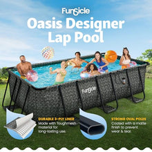 Funsicle Oasis Designer Lap 13' x 7' x 39.5” Rectangular Above Ground Swimming Pool, with FiltraBoost 800 GPH Filter Pump, Ladder & Repair Patch, Dark Herringbone