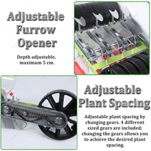 DOZPAL Manual Vegetable Seeders - 1/2/3/4/5/6 Row Garden Spreaders, Hand Push Seeder with Adjustable Row Spacing & Depth for Plants Parsley Cabbage Radish 6Row