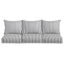 Trupedic x Sunbrella - Deep Seating Sofa Pillow and Cushion Set, 23 in x 25 in x 5 in, White & Navy Blue Stripes