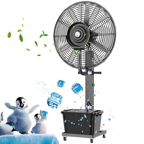 DYUNCZ Ndustrial Misting Fan, Pedestal Fan with Mister, Outdoor Misting Fan Commercial Oscillating Fan, Large Mist Fans with 90° Oscillating, 3 Speeds, 11 Gallon Large Tank(71cm/28)