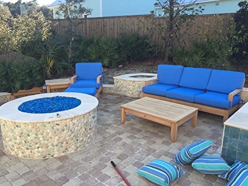 TeakStation Sunbrela Fabric Cushions (Seat & Back) for Atnas 5pc Sofa Set: 1 Sofa (3 Seat), 1 Lounge Chairs & 1 Ottoman - Cushions only #TSSSAT4CS
