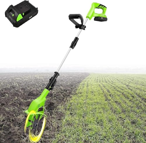 20V Cordless Electric Tiller Rotavator, Handheld with 4000Mah Lithium Battery and Charger, Portable Cultivator for Gardens with Adjustable Handle, for Vegetable Plots, Lawn, Garden