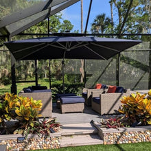 9' x 12' Double Top Deluxe Rectangular Lighted Cantilever Umbrella,Navy
