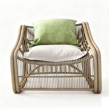 Apk i bc Rattan Armchair, Outdoor Lounge Chair with Comfortable Cushion, Breathable & Water-Resistant Rattan, Ideal for Patio, Includes 2 Throw Pillows(Champagne,80 * 100 * 100)
