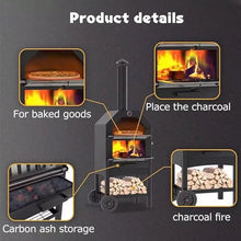 NEONMAN Outdoor Pizza Oven pizza oven outdoor outdoor pizza outdoor ovens 2-Layer Pizza Oven Wood Fired outdoor oven with 2 Removable Wheels Built-in Thermometer Peel, Cover & Cooking Grids