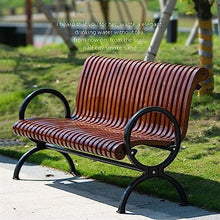 Park Patio Seat Outdoor Bench with Armrests, Luxury Park Chair with Streamlined Seats and Backrest, Solid Black Cast Aluminum Legs for Garden Patio