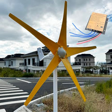 ZHOZHUT 800W / 1000W / 1200W Wind Turbine Generator Kit 12V / 24V / 48V Wind Power Generator with MPPT Controller and 5 Yellow Blades, Low Noise Windmill Generator for Marine, RV, Home,800w,24V