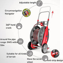 Garden Hose Reel Cart, Outdoor Portable Retractable Hose Cart with Rollers, Household Car Wash High Pressure Water Gun Hose Storage Rack (40M)
