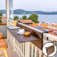 Balcony Bar Table for Railings, Outdoor Folding Deck Rail Table for Patio, Balcony Hanging Desk for Many Railings Compatible, Wooden Bar Serving Table for Porch (Walnut, XL: 47.3 x 11.8 inches)