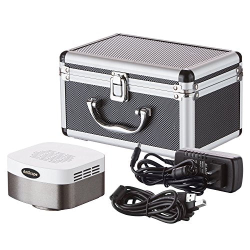 AmScope 5.0MP CCD Fluorescent Microscope Camera with Calibration Kit White