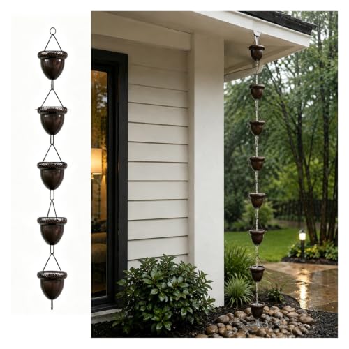 RNLFSP Customised Aluminum Rain Chain with Acorn Design, All Weather