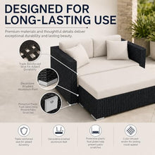 Golden Flame Outdoor Day Lounger with Matching Ottoman, All-Weather HDPE Wicker Patio Chaise Lounge with Plush Cushions, Powder-Coated Aluminum Frame, Deep Outdoor Seating - Cast Silver