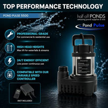 Pond Pulse Submersible Pond Pump, 5,500 GPH, 30 ft Cord