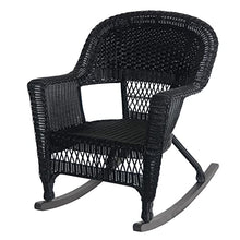 Jeco Rocker Wicker Chair with Tan Cushion, Set of 2, Black