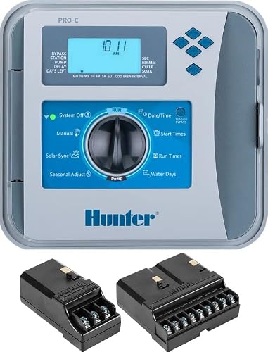 Hunter Pro-C P2C-400 Indoor Outdoor Modular Controller 4-Station Base Timer Expandable to 32 Stations w/ Optional Expansion Modules - P2C400 Replaces PC400 and PC400i (P2C-400 with 16 Zones)