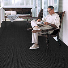 House, Home and More Indoor Outdoor Double-Ribbed Carpet Skid-Resistant Rubber Backing Smokey Black 6x50 Feet