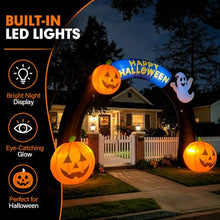 Wellcomer 20FT Inflatable Halloween Arch with Built-in LED Lights, Blow Up Entrance Archway with Pumpkins & Ghost for Party & Outdoor Decoration