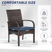 SAILARY Wicker Patio Dining Chairs Set of 4 - All Weather Outdoor Wicker Chairs with Cushion, 350 lb Weight Capacity Patio Chairs for Outdoor Table, Brown PE Rattan for Backyard, Porch, Garden