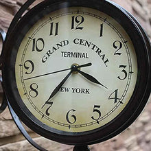 ERTTGWGF Vintage Outdoor Hanging Clock, Double Sided Metal Iron Frame Glass, Station Mute on Time Hanging Clocks Decor, for Home Living