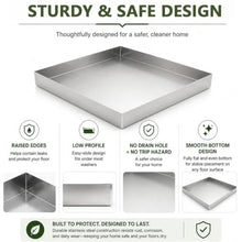 ZLGONRL 304 Stainless Steel Water Tray Square Universal Drip Pan Leak Control Tray with 3in Raised Edge No-Leak Utility Catch Pan for Grease,L24'’×W43''